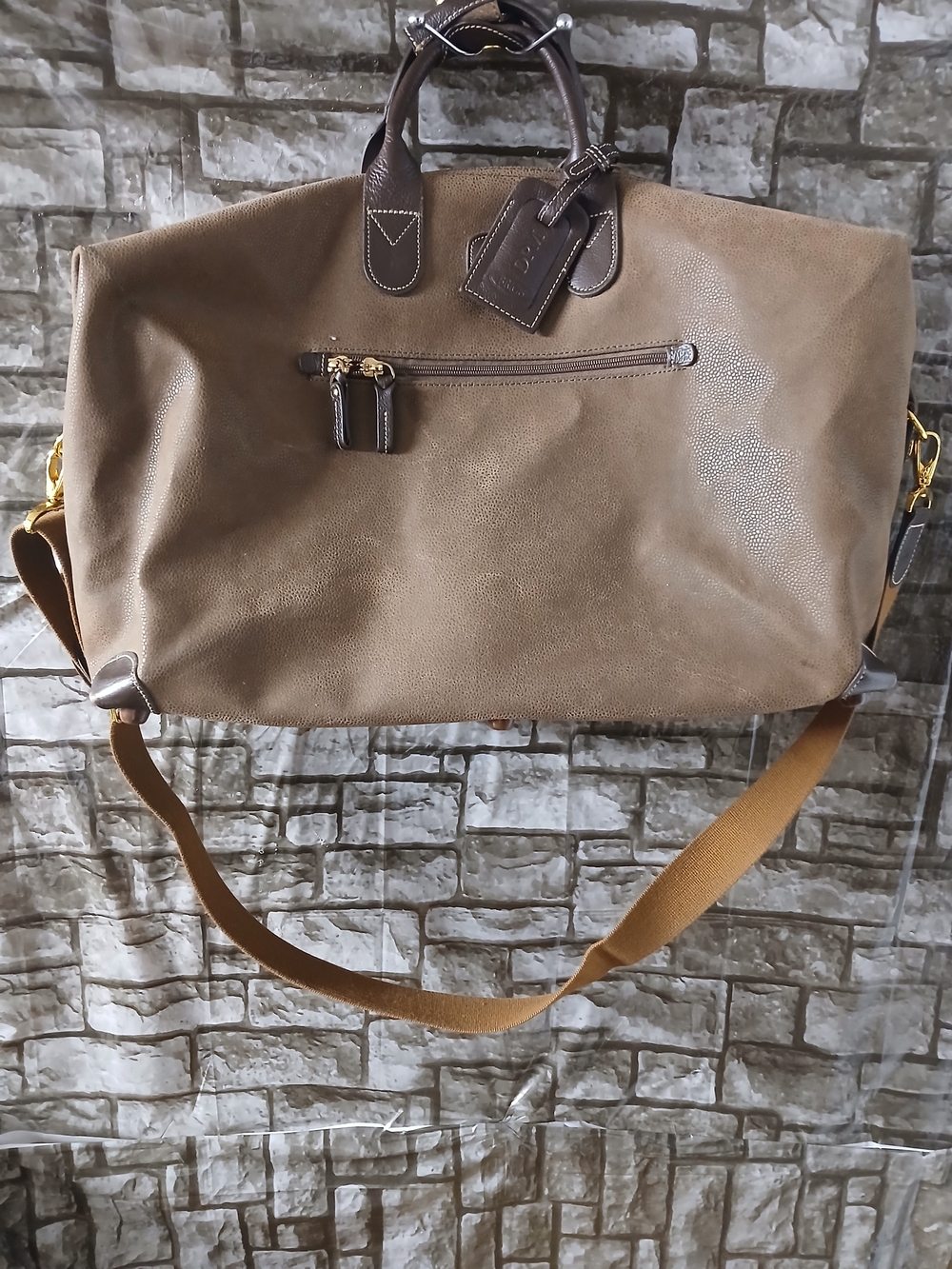 Bric's Taupe-Brown Weekender Duffel with Dark Brown Trim